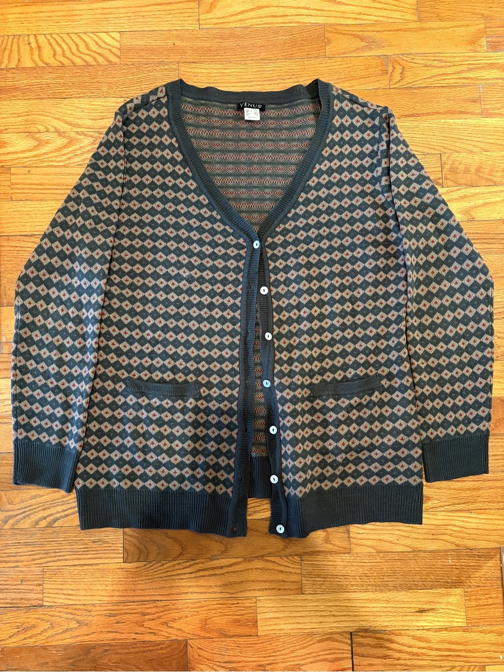 Venus Fair Isle Geometric Cardigan – Women’s Size Large